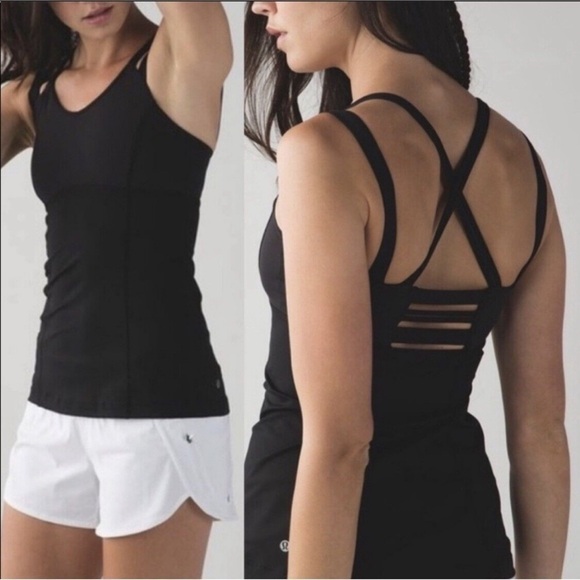 lululemon athletica Tops - Lululemon Happy Strappy Black Sleeveless Tank Top Size 8 Women